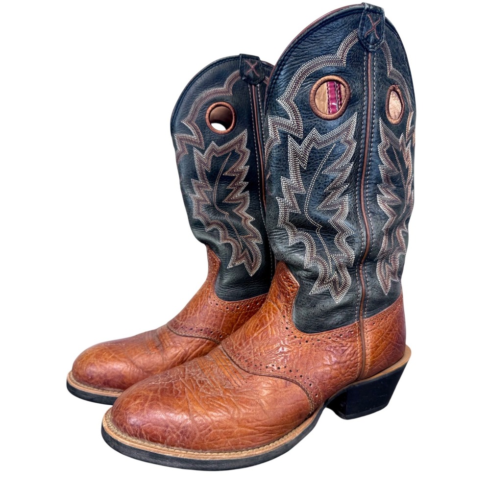 Twisted X Men's Brown Leather Western Cowboy Boots MRS00017 Round Toe‎ Size 9 D